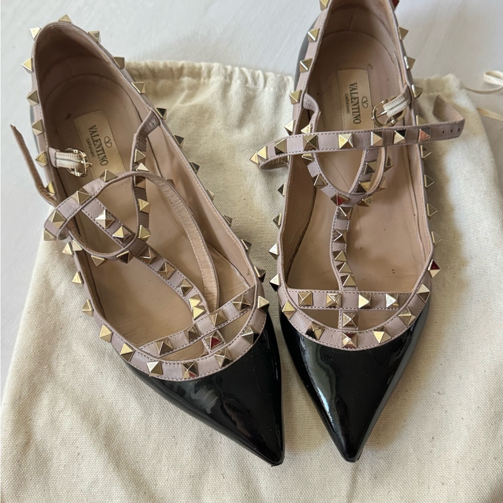 Valentino 100% authentic Black Studded Women's ballet Shoes 38.5 size